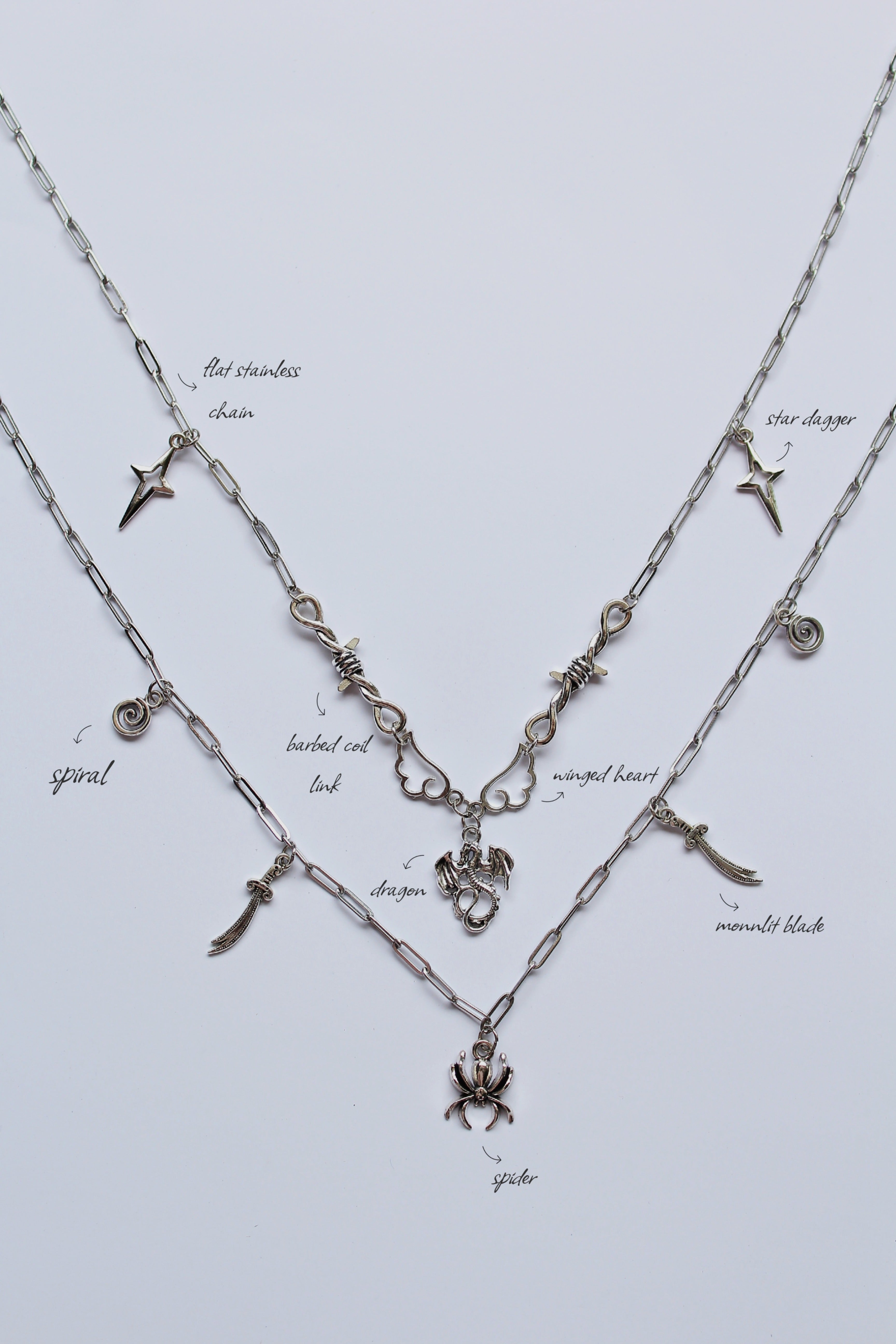 Charm necklace silver