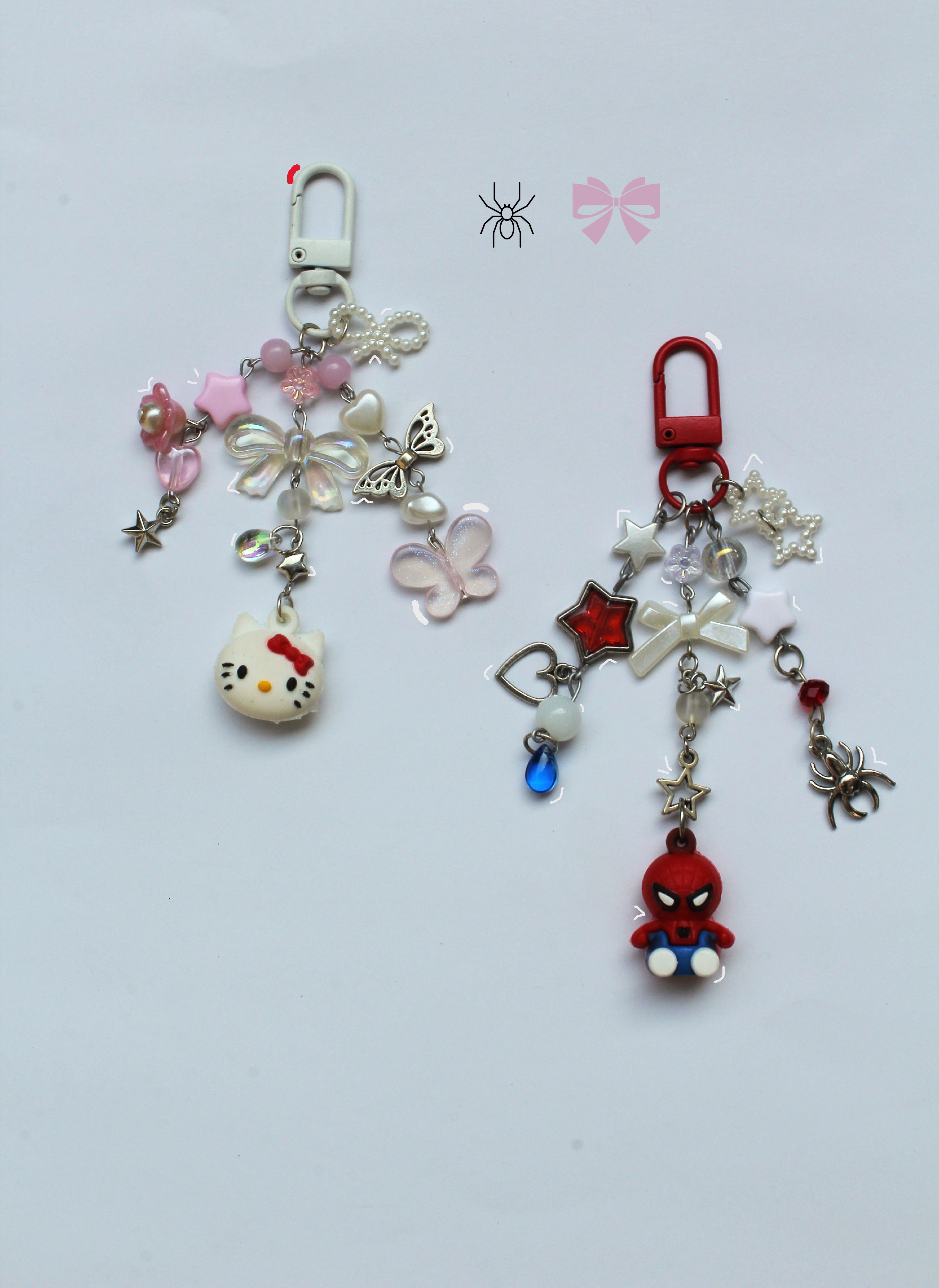 Kitty X Spidey Keychains