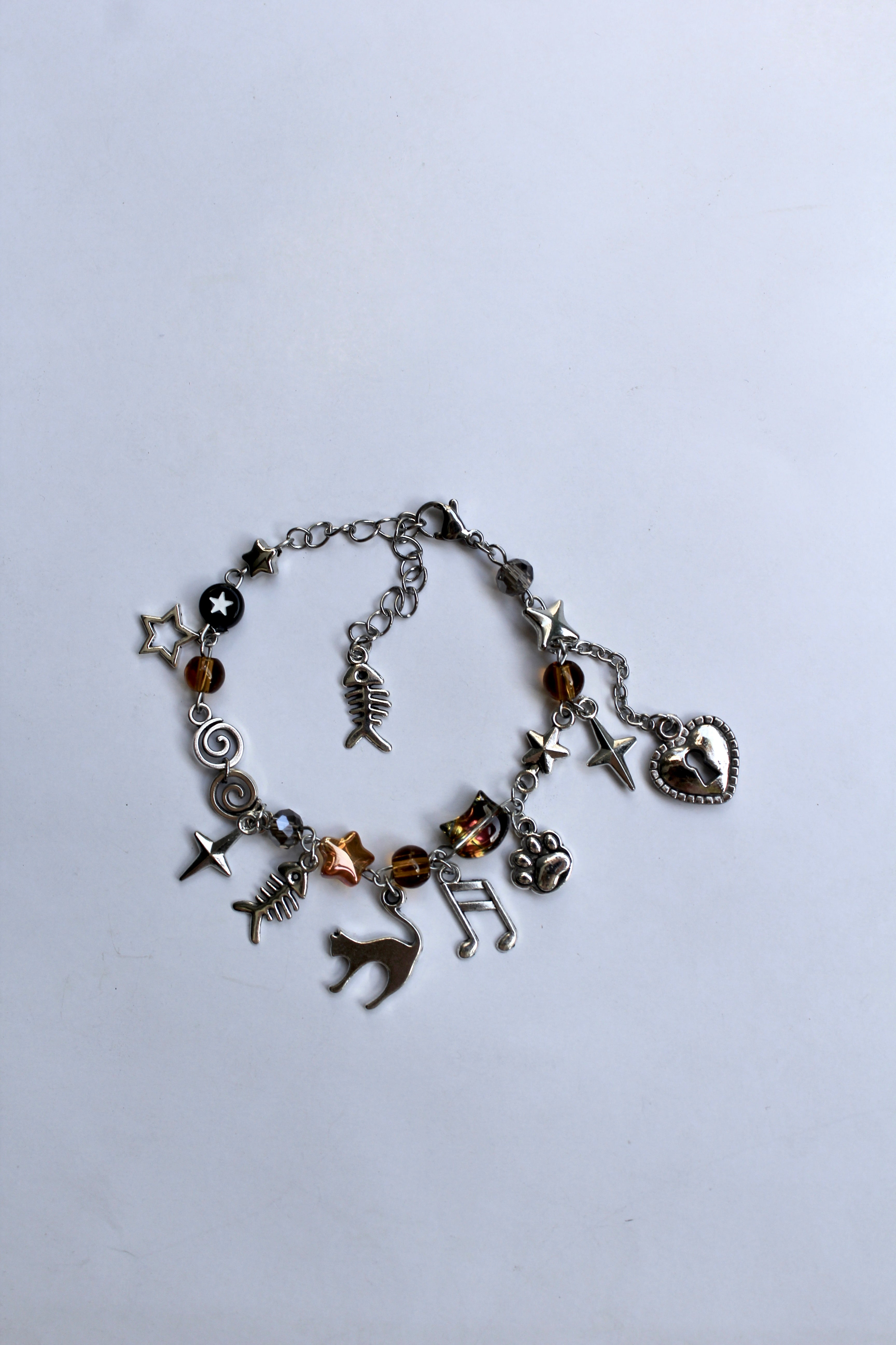 Cat and key charm set