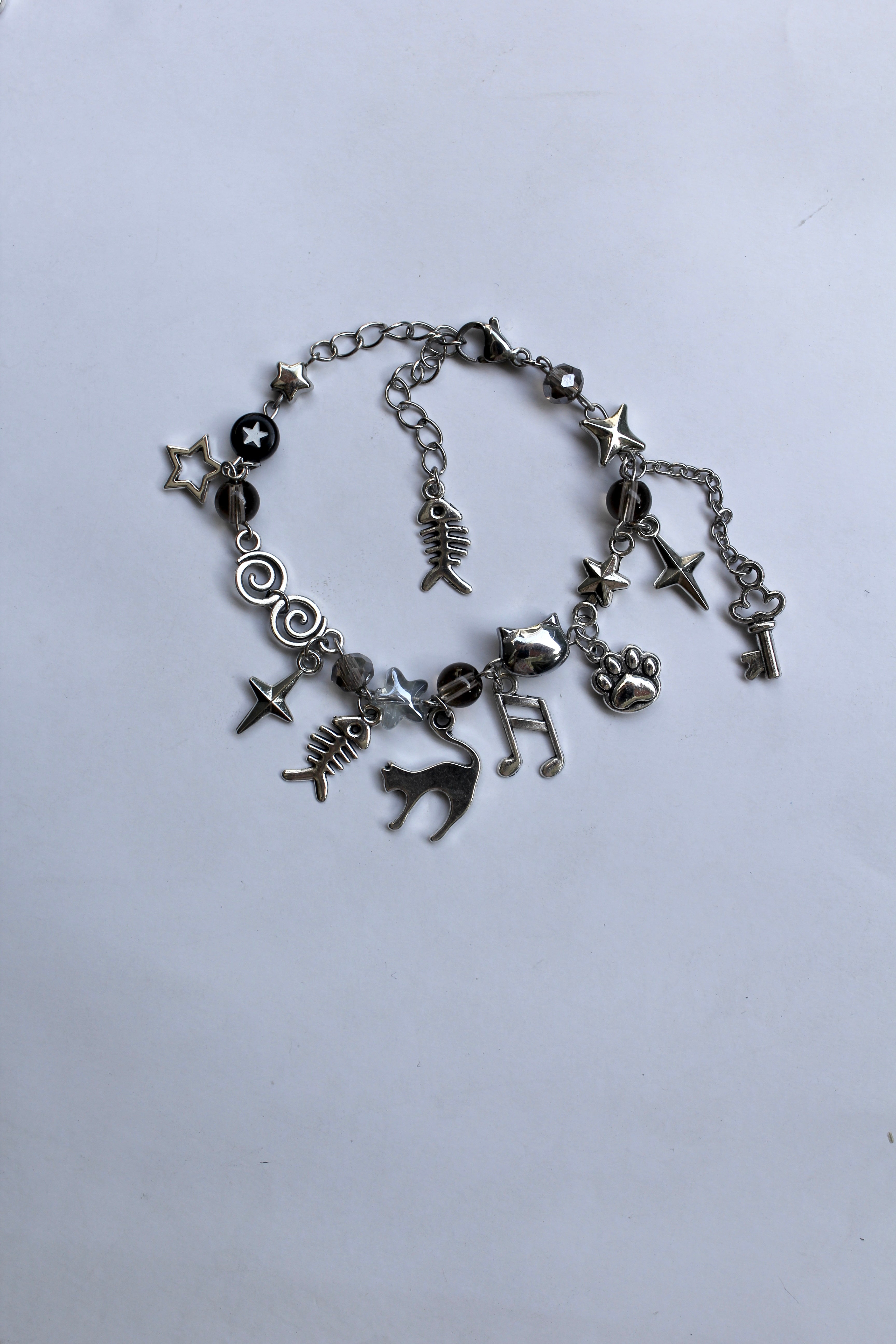 Cat and key charm set