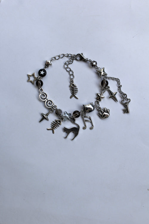 Cat and key charm set