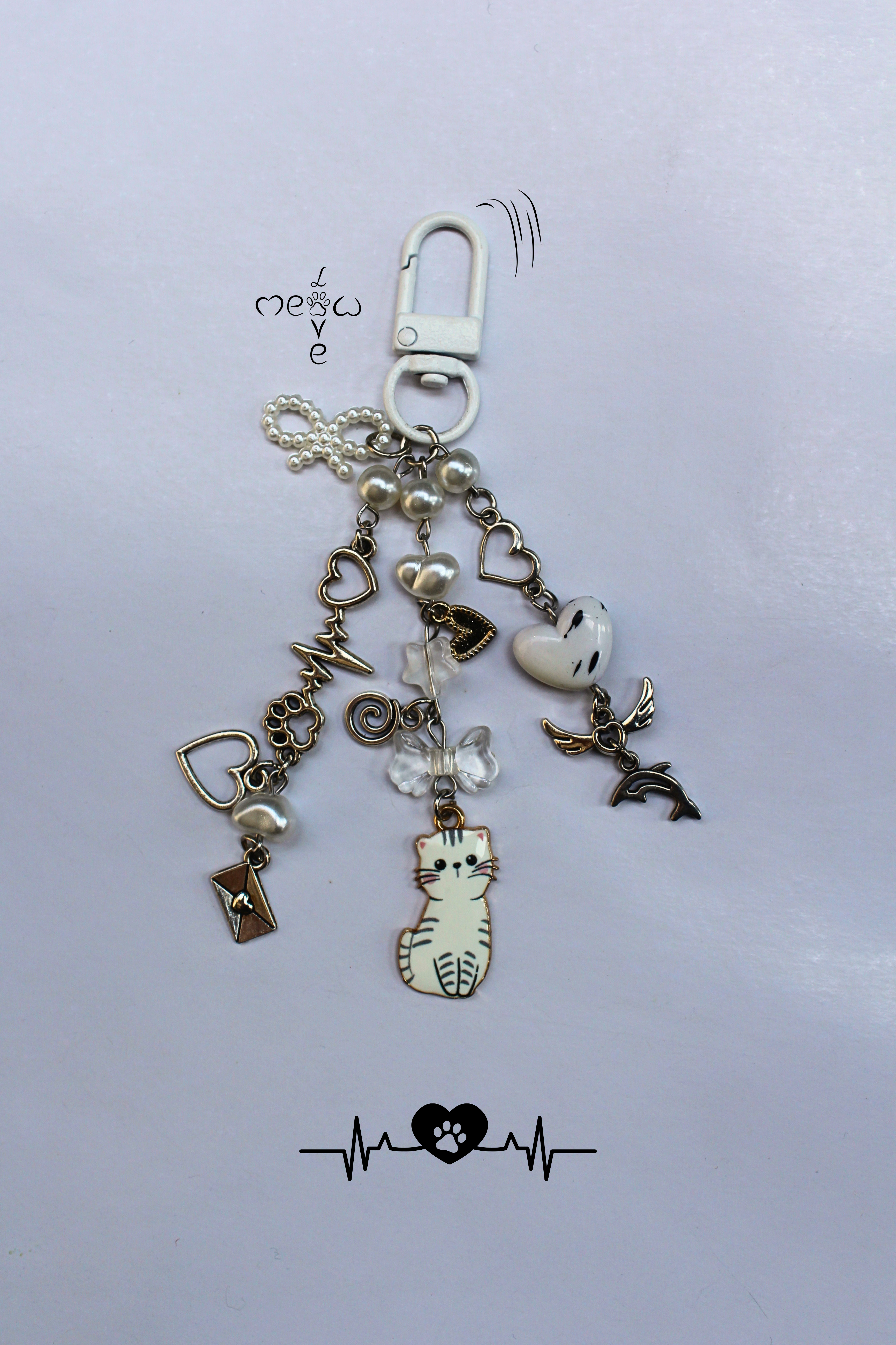 white cat keychain